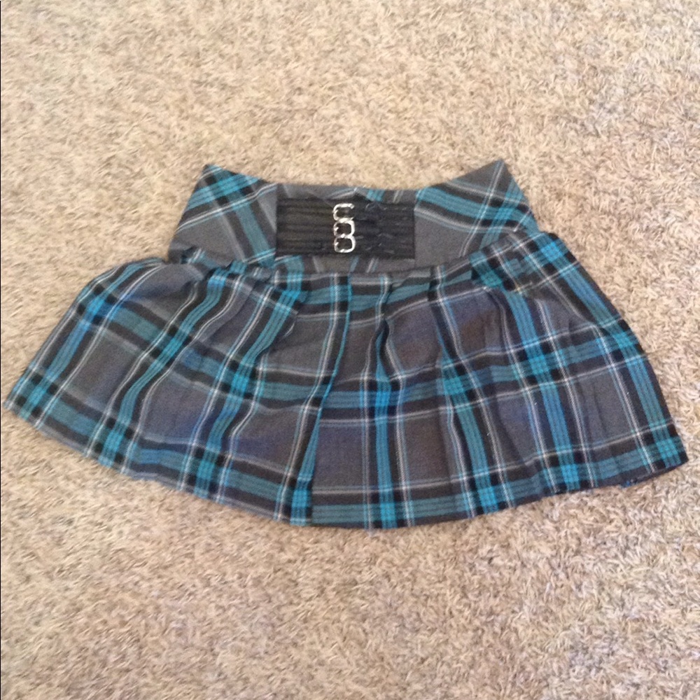 🔵 Blue and Black Plaid Skirt